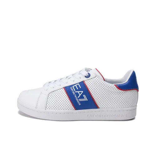 EMPORIO ARMANI EA7 Skateboard Shoes Men Low-Top White With Blue Tail