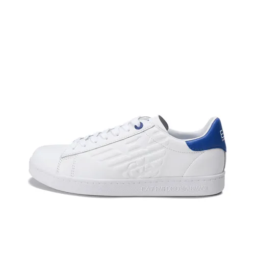 EMPORIO ARMANI EA7 Skateboard Shoes Unisex Low-Top White With Blue Tail