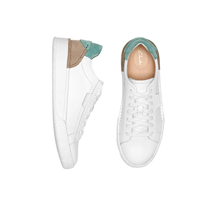 Clarks Stylish Skateboarding Shoes Women's White Green-3