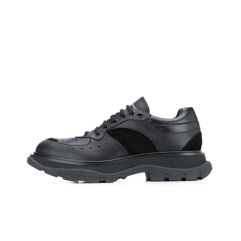 Alexander McQueen Tread Suede panelled Leather Trainers 'Black'-0