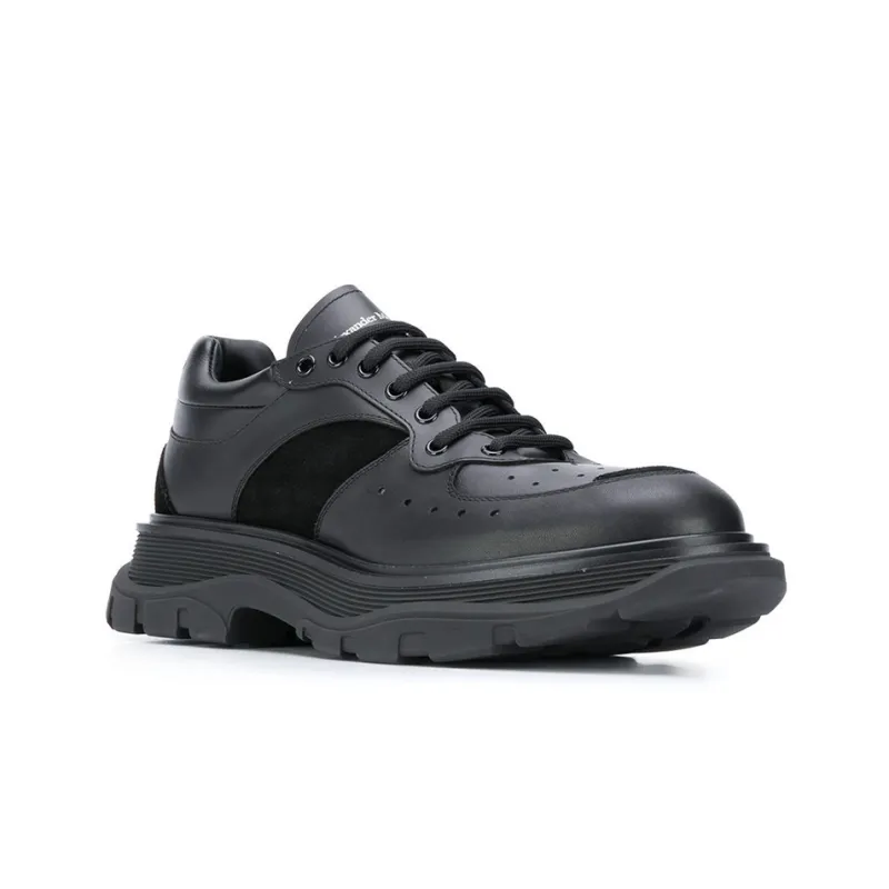 Alexander McQueen Tread Suede panelled Leather Trainers 'Black'-2