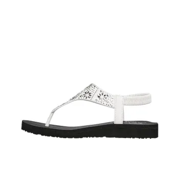 Skechers Meditation Rubber Sole Abrasion-Resistant Flip Flops Women's White Black