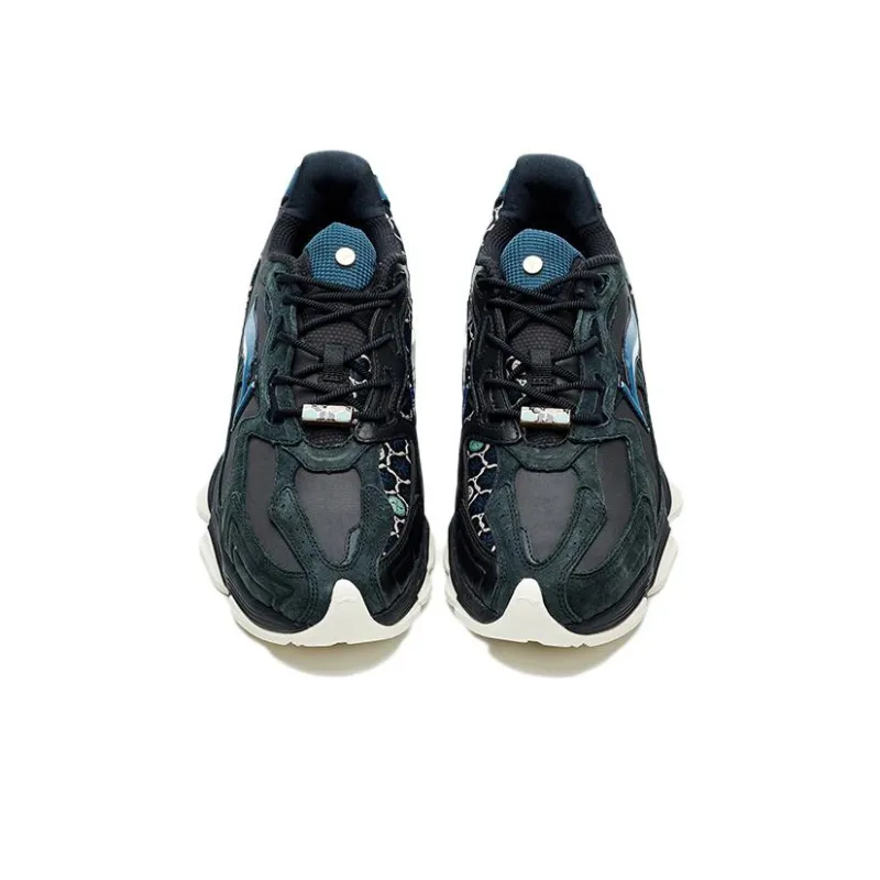 LI NING 1990 Cushioned Anti Slip And Wear Resistant Lightweight Low Top Running Shoes Men's Black Green-3