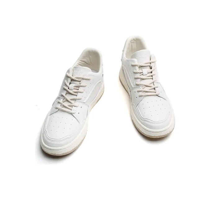Jifffly Anti Slip Wear Resistant Low Top Skateboard Shoes Unisex Distressed White-3