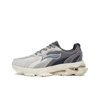 LI NING 1990 Cushioning Anti Slip And Wear Resistant Low Top Casual Shoes Men's White Gray