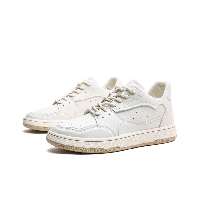 Jifffly Anti Slip Wear Resistant Low Top Skateboard Shoes Unisex Distressed White-2
