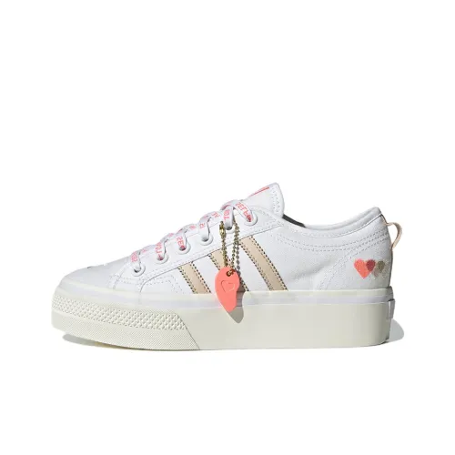 Adidas Originals NIZZA Platform Anti-Slip Wear-Resistant Low-Top Skateboard Shoes Women's White