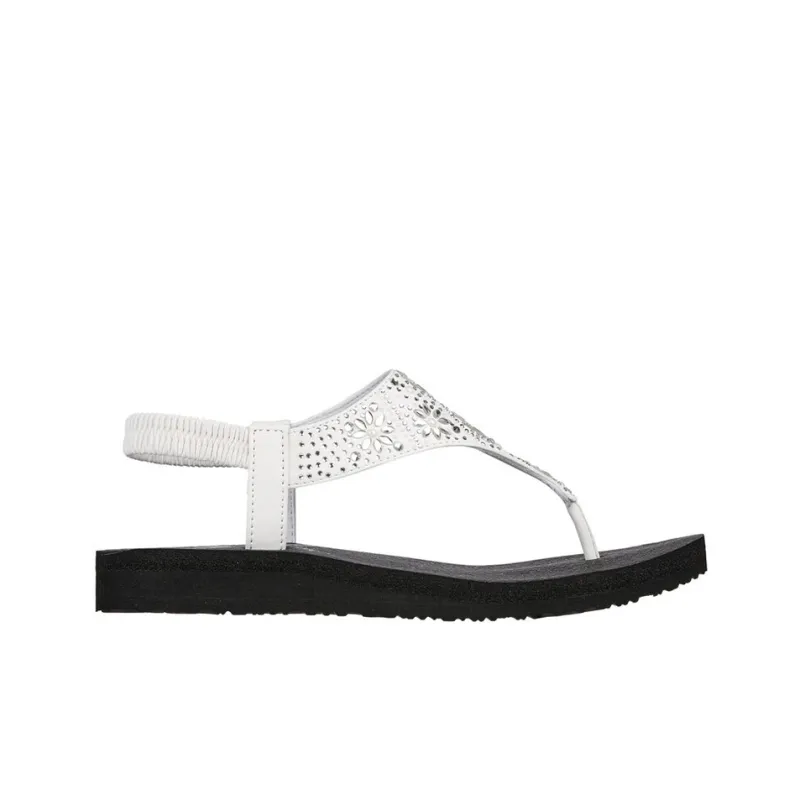 Skechers Meditation Rubber Sole Abrasion-Resistant Flip Flops Women's White Black-1
