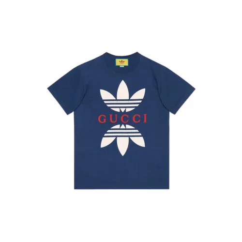 adidas x Gucci Men Cotton Jersey T-shirt Blue