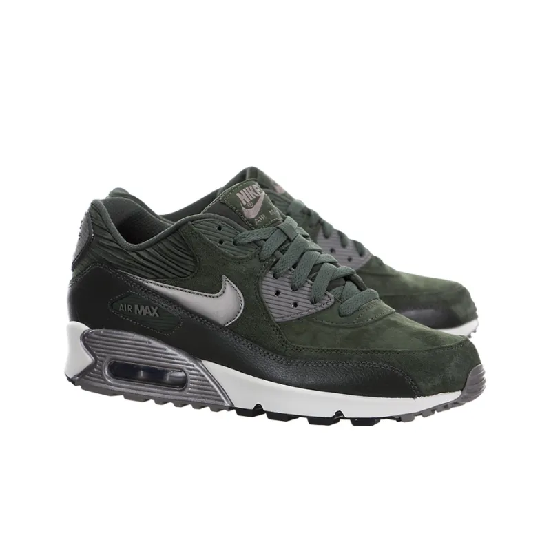 Nike Air Max 90 Leather Carbon Green Metallic Pewter Women's-2