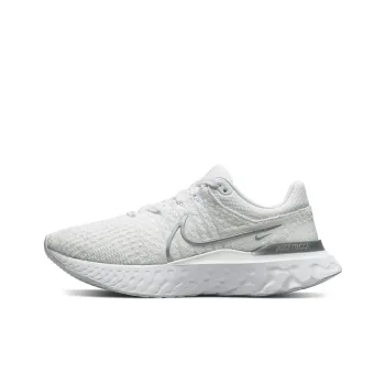 Nike React Infinity Run Flyknit 3 White Metallic Silver Women's