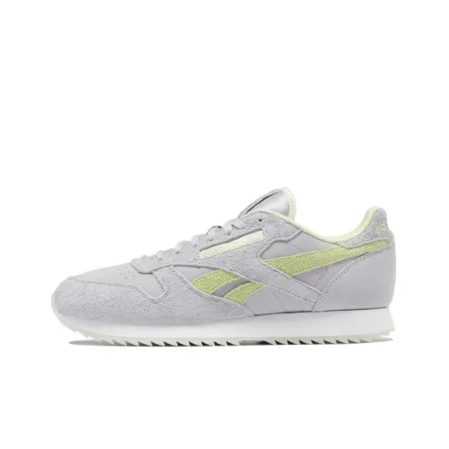 Reebok Classic Leather Running Shoes Unisex Low-Top Mist Gray/Green