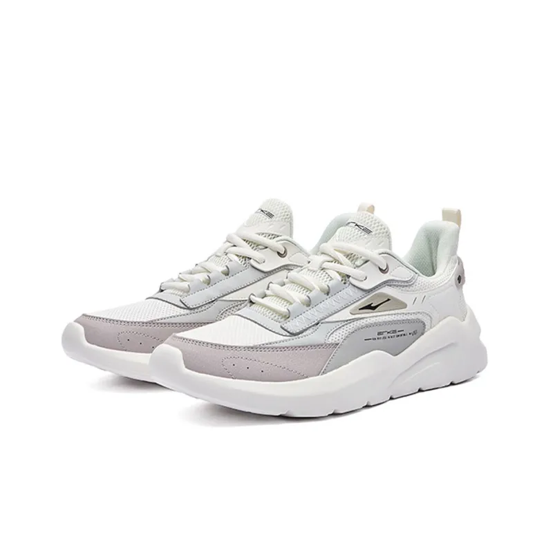 Erke Summer Adventures Cushioning Anti Slip Wear Resistant Breathability Low Top Casual Shoes Men's White Gray-2
