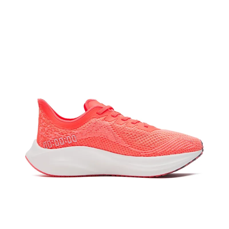 Erke Cushioning Abrasion Resistant Slip Resistant Breathable Low Top Running Shoes Women's Neon Magenta True White-1