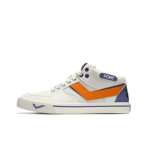 Pony Atop Skateboard Shoes Unisex Low-Top White/Orange