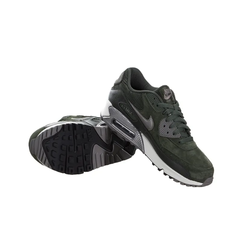 Nike Air Max 90 Leather Carbon Green Metallic Pewter Women's-4