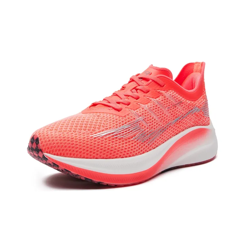 Erke Cushioning Abrasion Resistant Slip Resistant Breathable Low Top Running Shoes Women's Neon Magenta True White-2