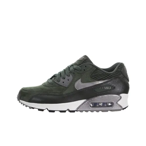 Nike Air Max 90 Leather Carbon Green Metallic Pewter Women's