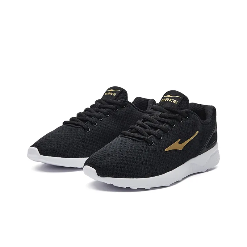 Erke Durable Breathable Low Top Sports Casual Shoes Men's Black Gold-2