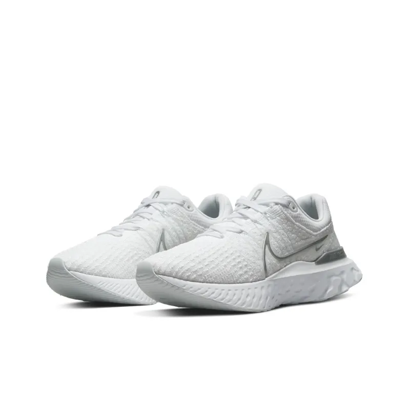 Nike React Infinity Run Flyknit 3 White Metallic Silver Women's-2