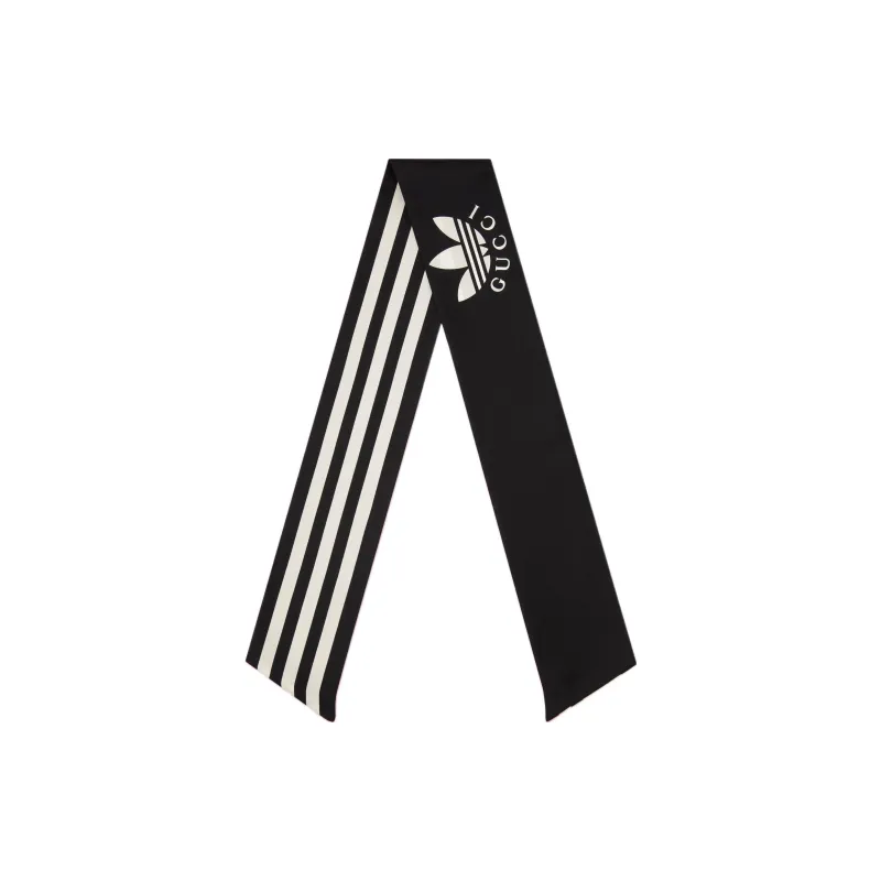 GUCCI X Adidas Striped Silk Neck Bow-0
