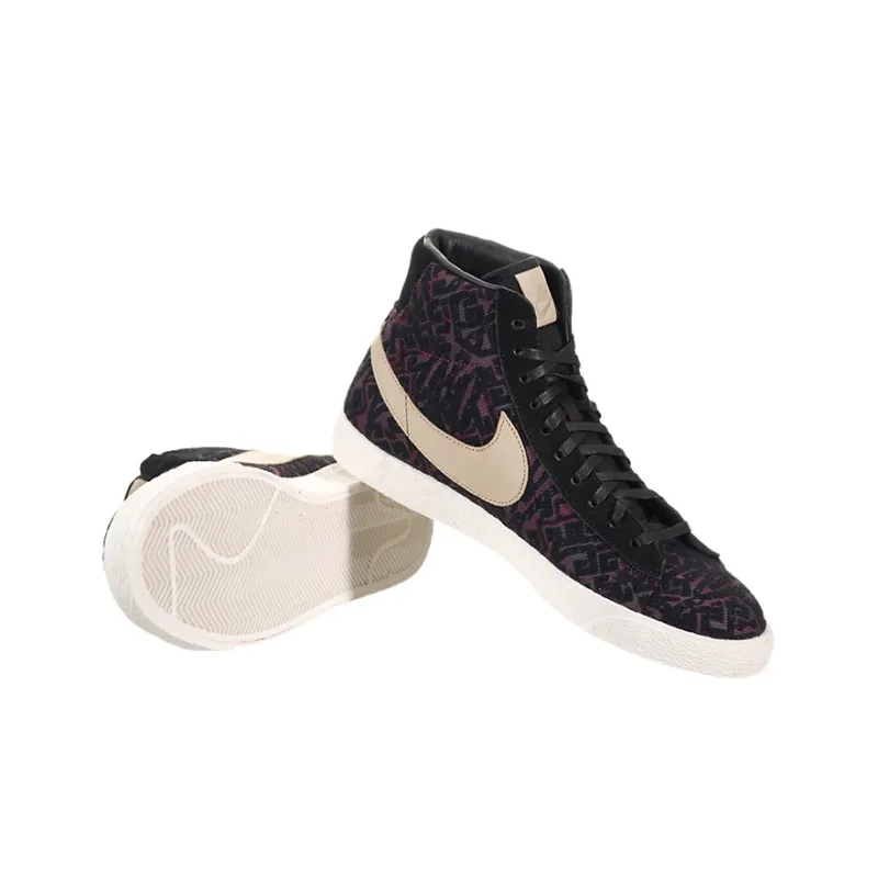 Nike Blazer Premium Wear-resistant And Lightweight Mid-Top Skateboard Shoes Women's Black Purple-4