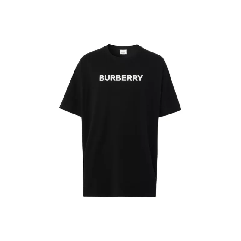 Burberry Logo Print Cotton Oversized T-shirt Black/White-0