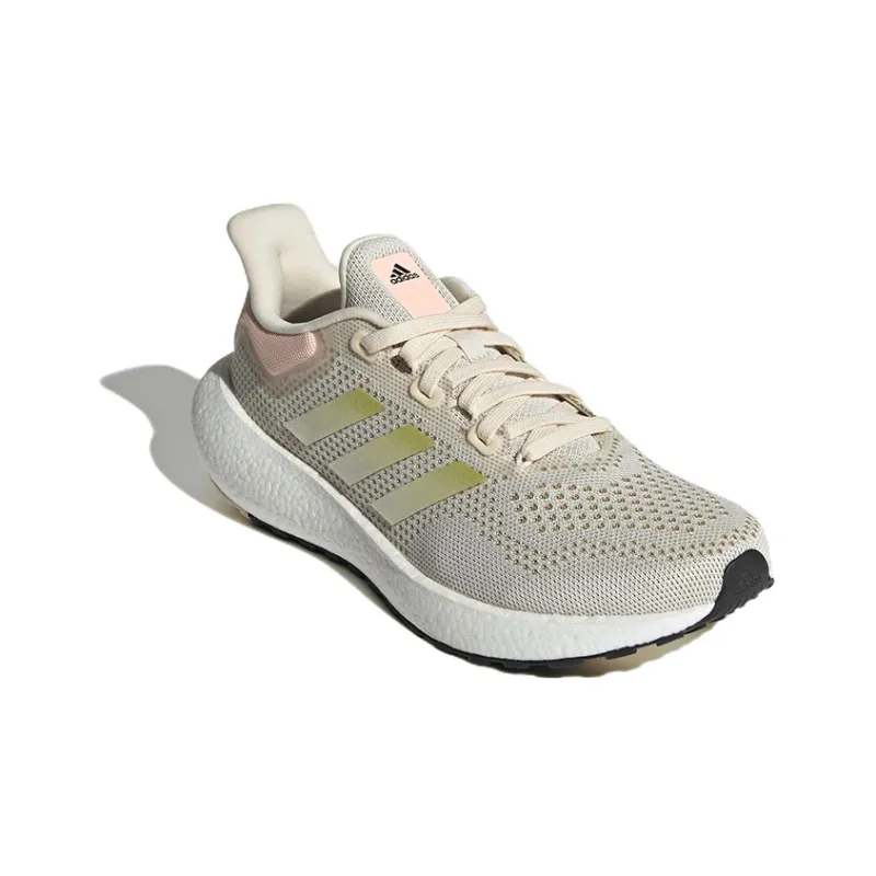 Adidas Pureboost 22 Wear-Resistant Low-Top Running Shoes Women's Beige Pink-2