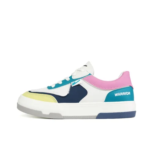 WARRIOR Skateboard Shoes Women's Low-Top White/Dark Blue/Pink