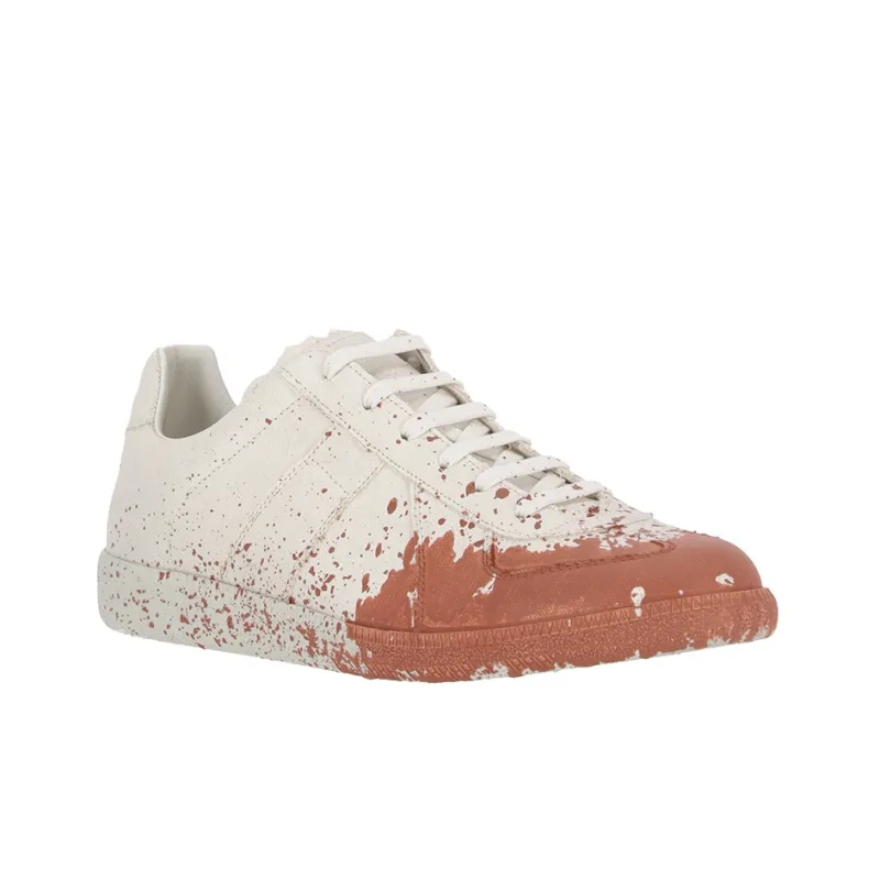 Maison Margiela Replica Low Top Stylish Skateboarding Shoes Men's White Orange-2