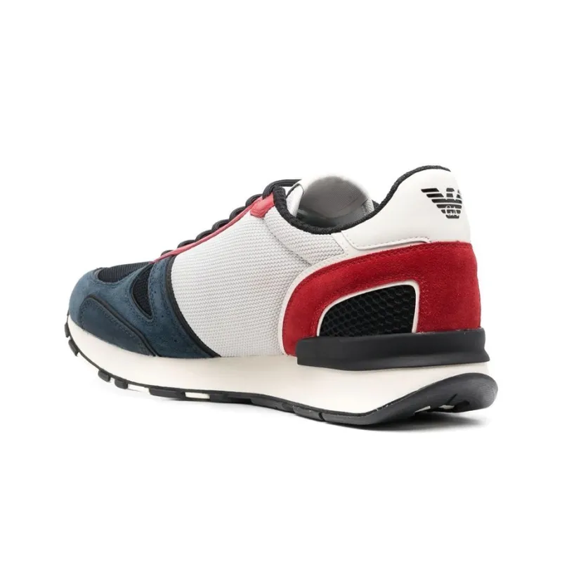 EMPORIO ARMANI Abrasion Resistant Low Top Casual Shoes Men's White Blue Red-3