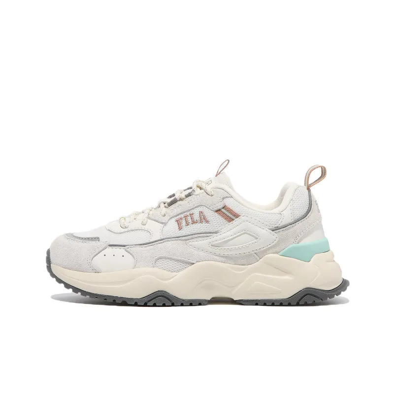 FILA Rayflide Cushioning, Slip Resistant, And Abrasion Resistant Low Top Casual Shoes Unisex White Green Korean Style-0