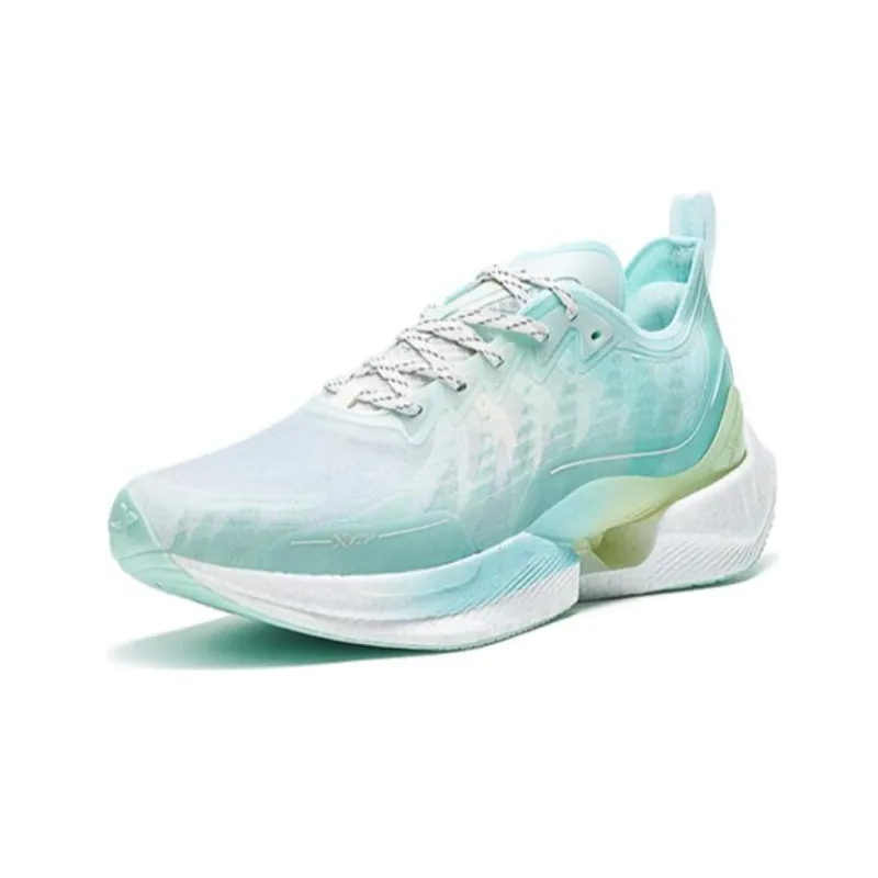XTEP To Light Pro Cushioning, Rebound, Slip Resistant Low Top Running Shoes Women's Green Blue-1