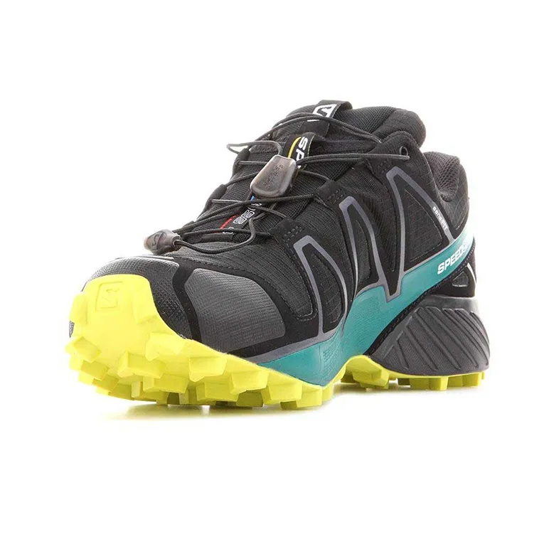 SALOMON Speedcross 4 Abrasion Resistant Low Top Trekking Shoes Men's Black Yellow-2