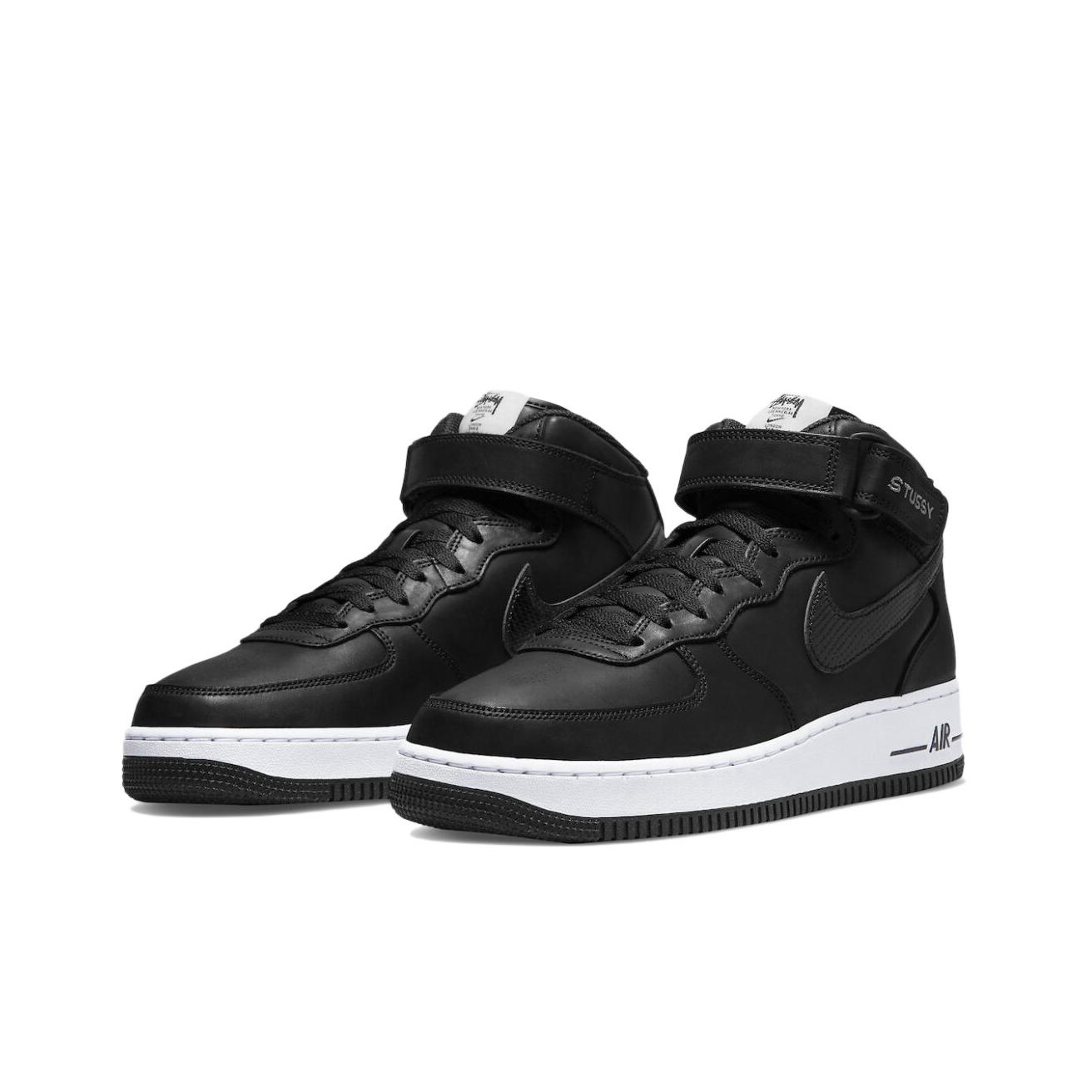 Nike Air Force 1 Mid Stussy Black White US M 5 - POIZON