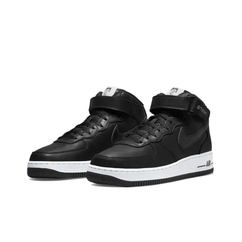 Nike Air Force 1 Mid Stussy Black White-2