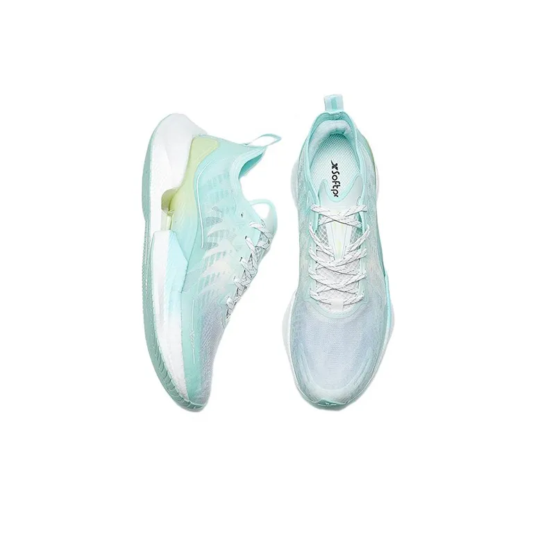 XTEP To Light Pro Cushioning, Rebound, Slip Resistant Low Top Running Shoes Women's Green Blue-2