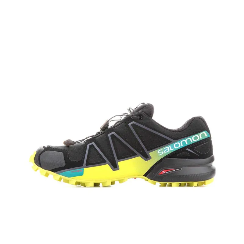 SALOMON Speedcross 4 Abrasion Resistant Low Top Trekking Shoes Men's Black Yellow-0
