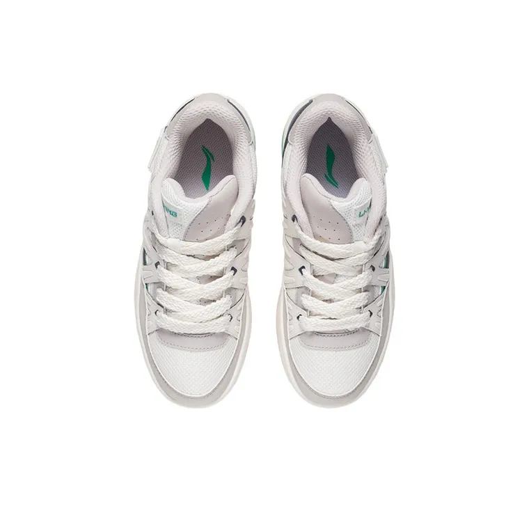 LiNing Yufeng Cushioning Anti Slip Wear Resistant Breathability Low Top Casual Shoes Women's White Gray-3