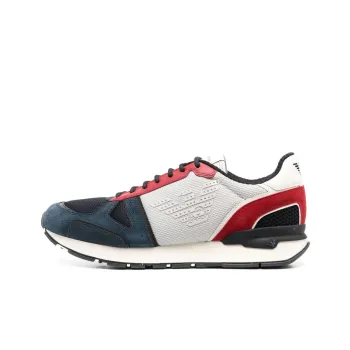 EMPORIO ARMANI Abrasion Resistant Low Top Casual Shoes Men's White Blue Red