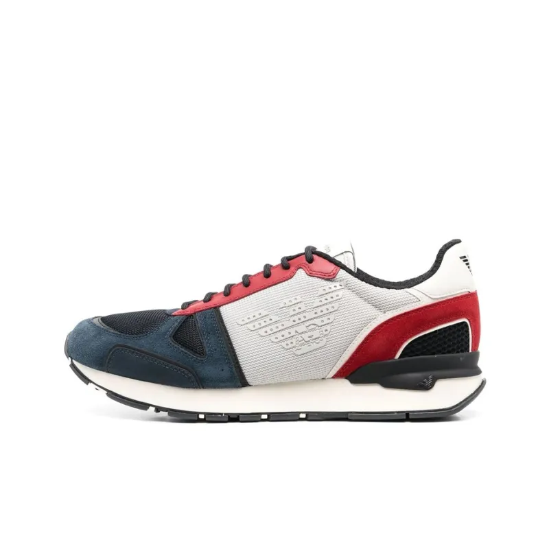 EMPORIO ARMANI Abrasion Resistant Low Top Casual Shoes Men's White Blue Red-0