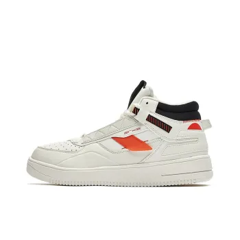 Erke Skateboard Shoes Men Mid Top Ivory White/Jet Black