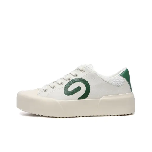 EVERAU Skateboard Shoes Women's Low-Top White/Green