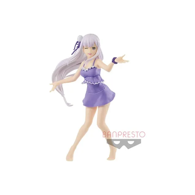 BANPRESTO Emilia Glass Factory Zero Starting Life In Another World Emilia Swimsuit 17cm Bonus Gifts-1