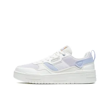 XTEP Off White Anti Slip Wear Resistant Low Top Skateboard Shoes Women's White Purple Blue