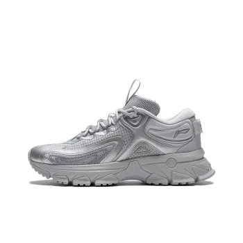 LiNing Cushioning Rebound Low Top Running Shoes Men's Gray Silver