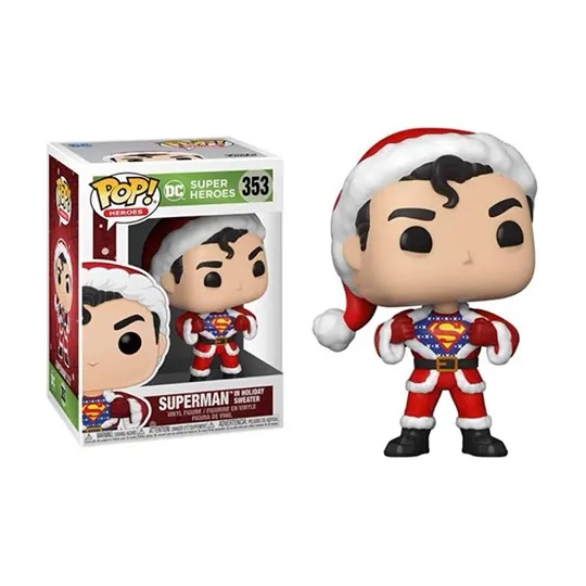 Funko Pop! Heroes Dc Super Heroes Superman With Sweater Holiday Figure #353-3