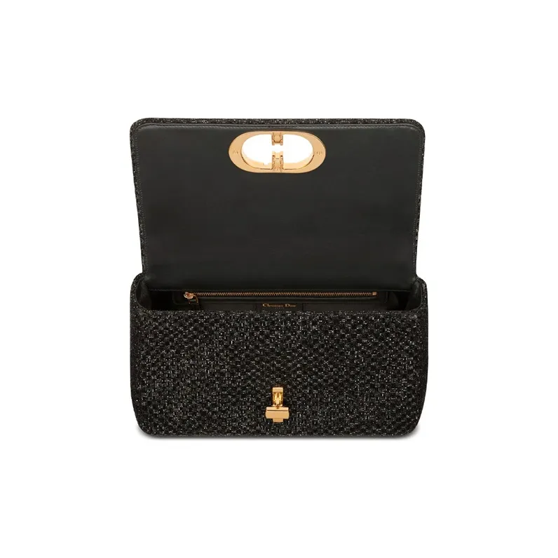 DIOR Caro Cow Leather Handbag Shoulder Bag Crossbody Bag Medium Size Women's Black-3
