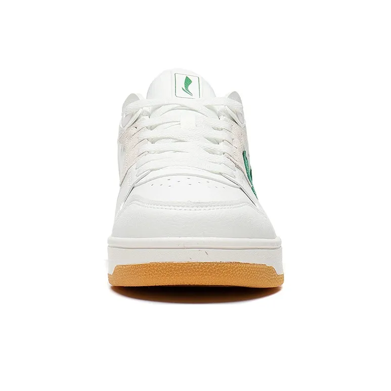 LiNing Slip Resistant Cushioning Abrasion Resistant Lightweight Breathable Low Top Skateboard Shoes Men's White Green-4