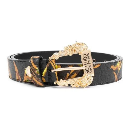 VERSACE JEANS COUTURE Leather Belts Unisex Black/Yellow